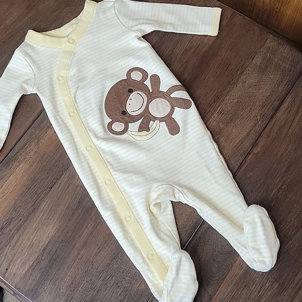 Gymboree 2010 SILLY MONKEY Appliqued Footed One-Piece Sz 0-3M